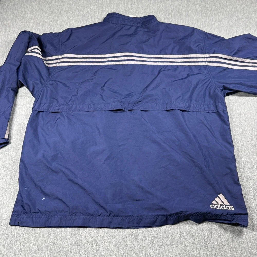 Adidas Jacket Mens XXL Blue Vintage 3-Stripe Mesh Lined Windbreaker 90s